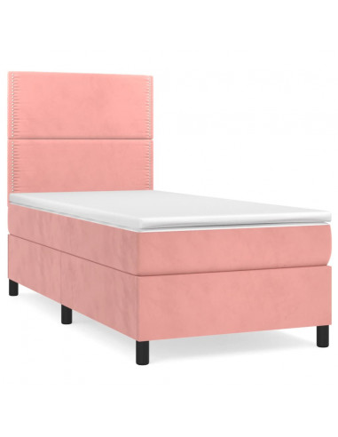 Giroletto a Molle con Materasso Rosa 90x200 cm in Velluto