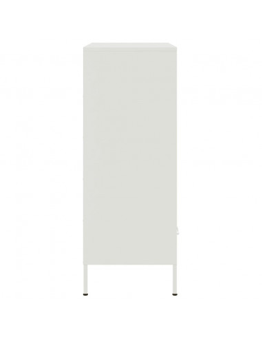 Credenza Bianca 68x39x101,5 cm in Acciaio Laminato a Freddo