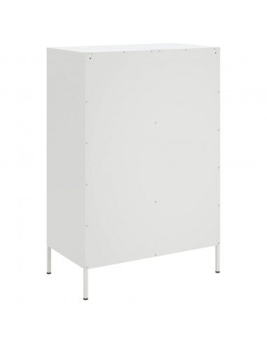 Credenza Bianca 68x39x101,5 cm in Acciaio Laminato a Freddo