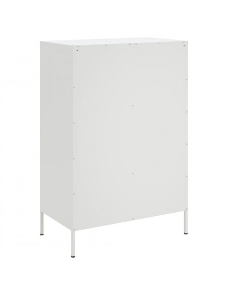 Credenza Bianca 68x39x101,5 cm in Acciaio Laminato a Freddo