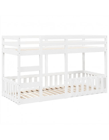 Letto a Castello Bianco 80x200 cm in Legno Massello di Pino