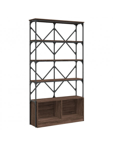 Libreria Rovere Marrone 100x26x180cm Legno Multistrato Metallo