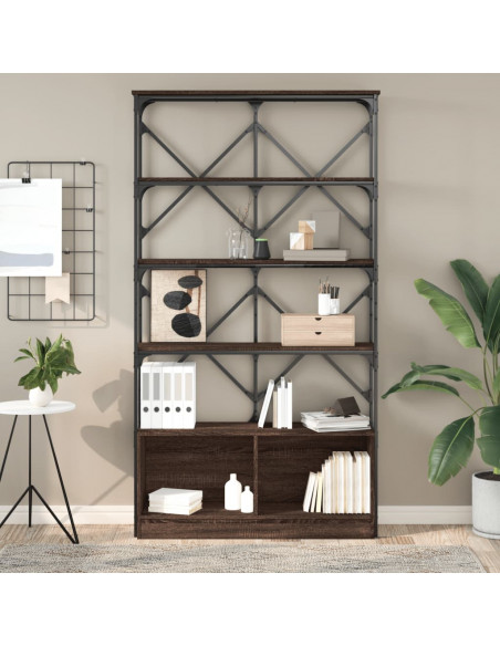Libreria Rovere Marrone 100x26x180cm Legno Multistrato Metallo