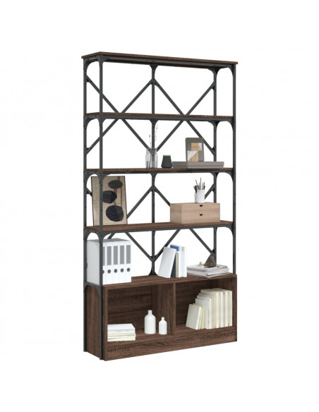 Libreria Rovere Marrone 100x26x180cm Legno Multistrato Metallo