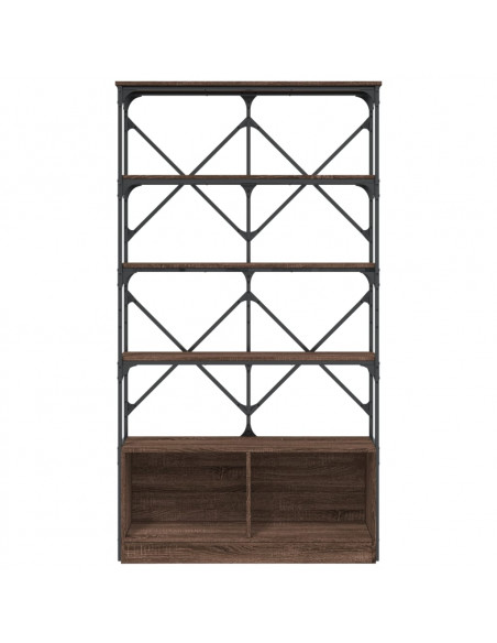 Libreria Rovere Marrone 100x26x180cm Legno Multistrato Metallo