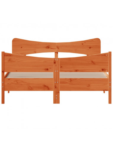 Giroletto con Testiera Marrone Cera 160x200 cm Massello Pino