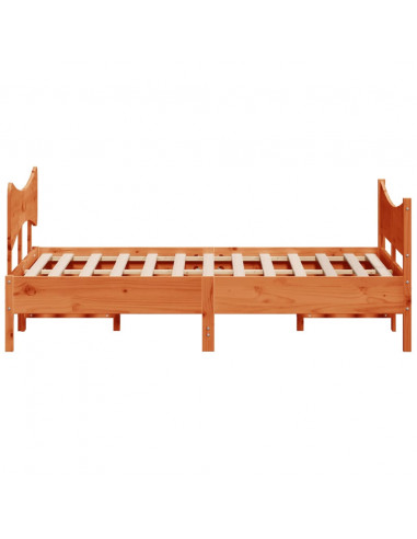 Giroletto con Testiera Marrone Cera 160x200 cm Massello Pino