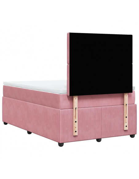 Giroletto a Molle con Materasso Rosa 120x200 cm in Velluto