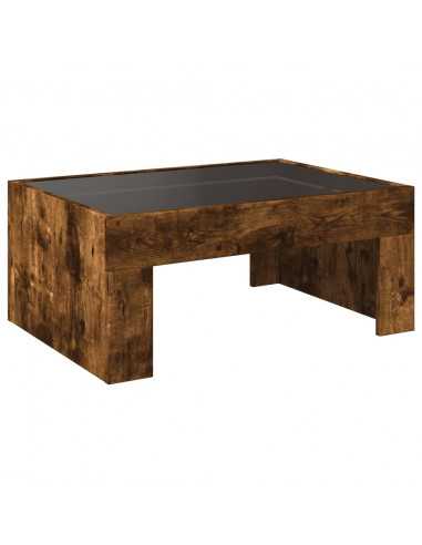 Tavolino da Salotto con LED Infinity Rovere Fumo 70x50x30 cm