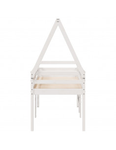Letto a Soppalco con Tetto Bianco 80x200 cm in Legno di Pino 2