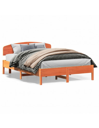 Giroletto con Testiera Marrone Cera 150x200 cm Massello Pino