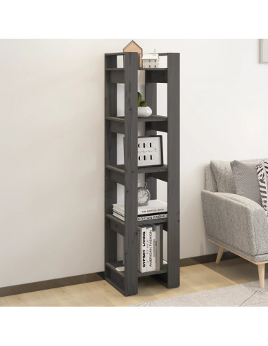 Libreria/Divisorio Grigio 41x35x160 cm Legno Massello di Pino