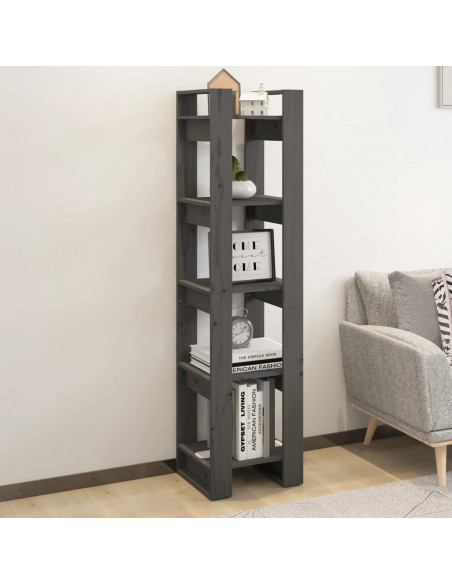 Libreria/Divisorio Grigio 41x35x160 cm Legno Massello di Pino