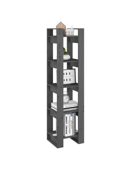 Libreria/Divisorio Grigio 41x35x160 cm Legno Massello di Pino