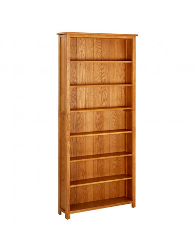 Libreria a 7 Ripiani 90x22,5x200 cm in Massello di Rovere