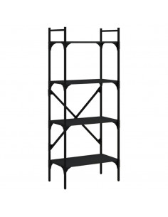 Libreria 4 Ripiani Nera 56x31,5x138,5 cm Legno Multistrato 2