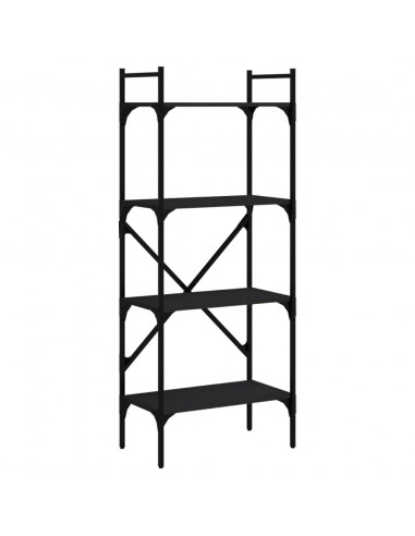 Libreria 4 Ripiani Nera 56x31,5x138,5 cm Legno Multistrato