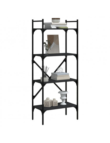 Libreria 4 Ripiani Nera 56x31,5x138,5 cm Legno Multistrato