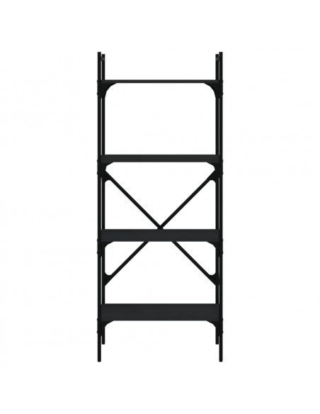Libreria 4 Ripiani Nera 56x31,5x138,5 cm Legno Multistrato