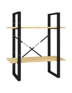 Libreria a 2 Ripiani 60x30x70 cm in Legno Massello di Pino 2