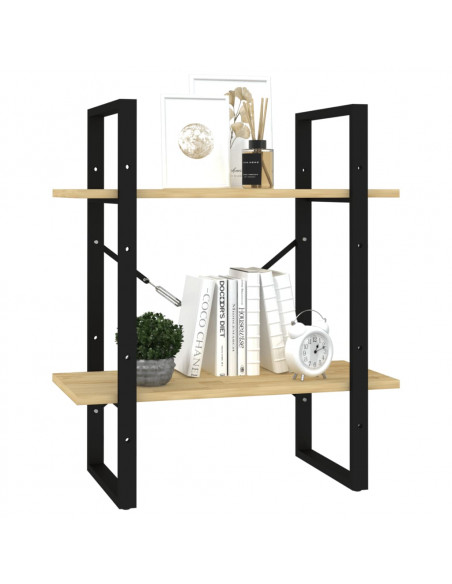 Libreria a 2 Ripiani 60x30x70 cm in Legno Massello di Pino
