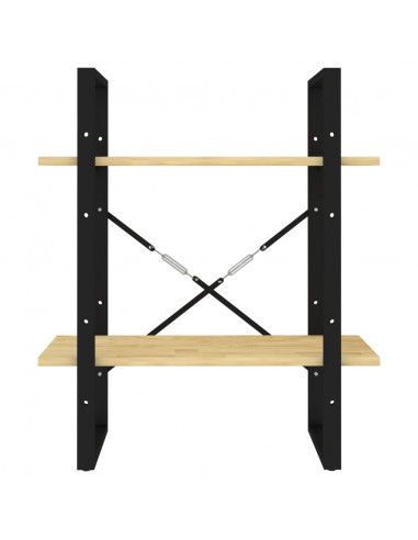 Libreria a 2 Ripiani 60x30x70 cm in Legno Massello di Pino