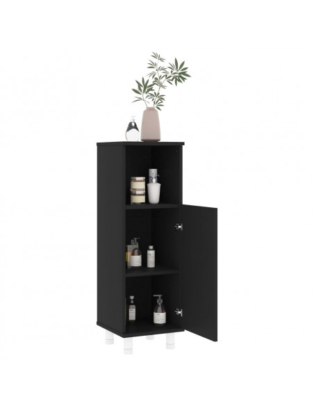 Set Mobili da Bagno 3 pz Nero in Truciolato