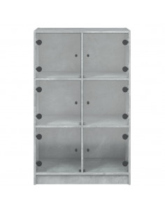 Credenza con Ante Grigio Cemento 68x37x109 cm Legno Multistrato 2