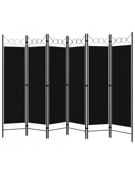Paravento a 6 Pannelli Nero 240x180 cm