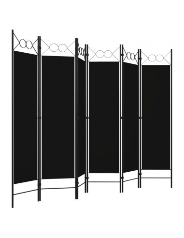 Paravento a 6 Pannelli Nero 240x180 cm