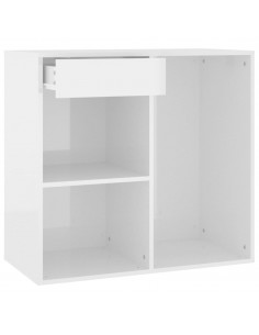 Armadietto per Cosmetici Bianco Lucido 80x40x75 cm in Legno 2