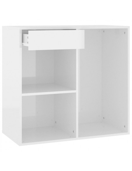 Armadietto per Cosmetici Bianco Lucido 80x40x75 cm in Legno