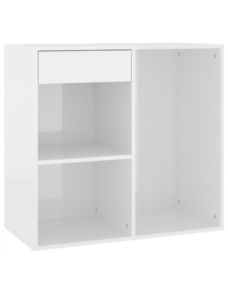 Armadietto per Cosmetici Bianco Lucido 80x40x75 cm in Legno