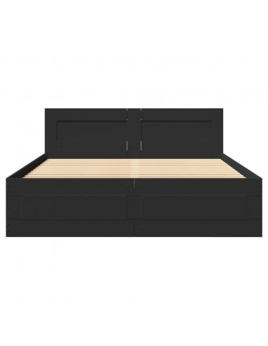 Giroletto con Testiera Nero 120x200 cm in Legno Multistrato