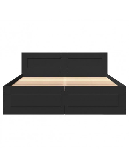 Giroletto con Testiera Nero 120x200 cm in Legno Multistrato