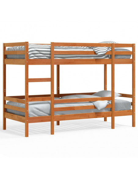 Letto a Castello Marrone Cera 80x200 cm in Legno di Pino
