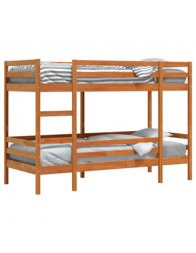 Letto a Castello Marrone Cera 80x200 cm in Legno di Pino