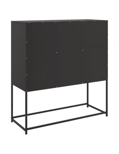 Credenza Nera 100,5x39x107 cm in Acciaio Laminato a Freddo