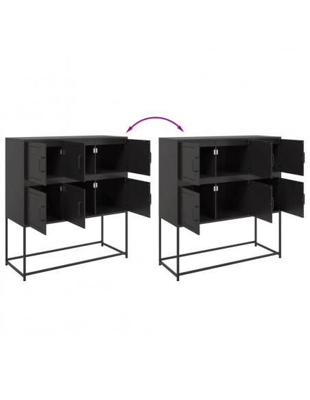 Credenza Nera 100,5x39x107 cm in Acciaio Laminato a Freddo