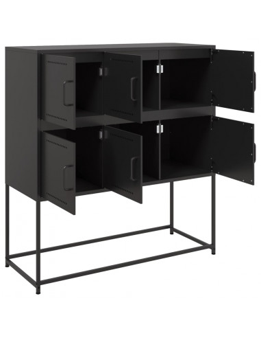 Credenza Nera 100,5x39x107 cm in Acciaio Laminato a Freddo