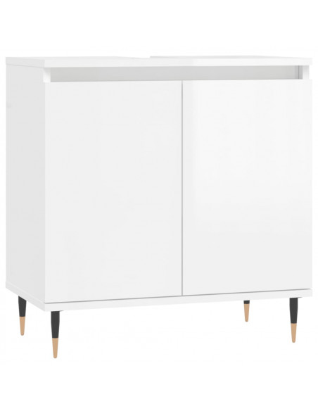 Armadietto Bagno Bianco Lucido 58x33x60cm in Legno Multistrato