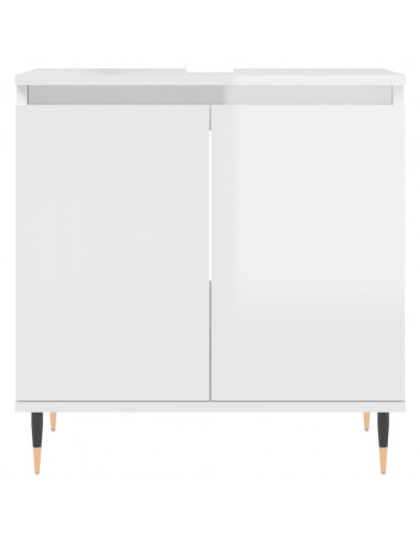 Armadietto Bagno Bianco Lucido 58x33x60cm in Legno Multistrato