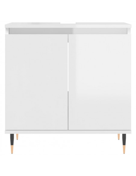 Armadietto Bagno Bianco Lucido 58x33x60cm in Legno Multistrato