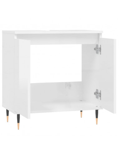 Armadietto Bagno Bianco Lucido 58x33x60cm in Legno Multistrato