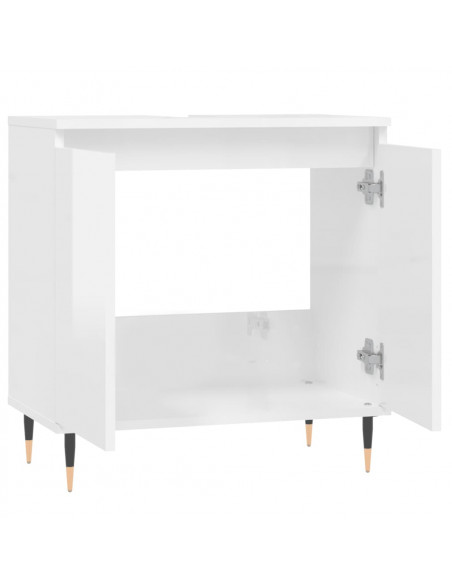 Armadietto Bagno Bianco Lucido 58x33x60cm in Legno Multistrato