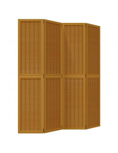 Divisorio Ambienti 4 Pannelli Marrone Legno Massello Paulownia