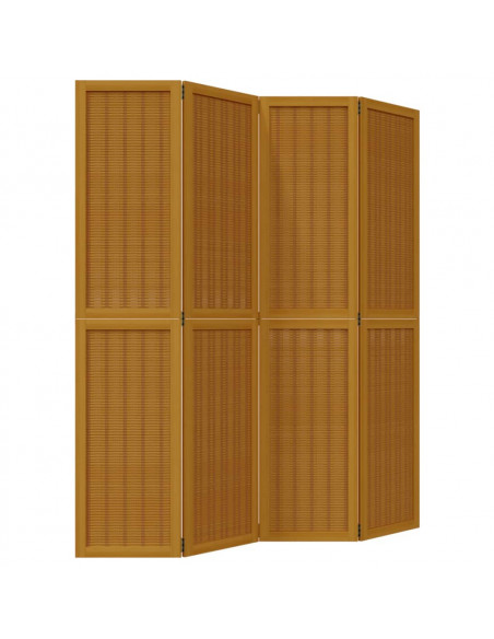 Divisorio Ambienti 4 Pannelli Marrone Legno Massello Paulownia