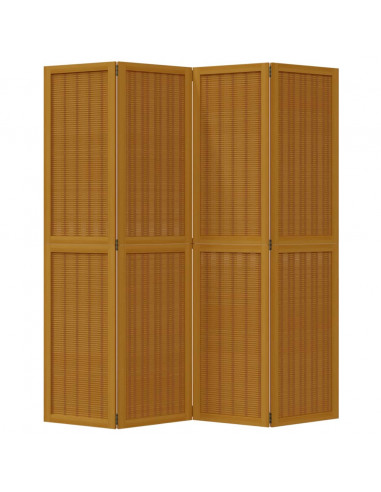 Divisorio Ambienti 4 Pannelli Marrone Legno Massello Paulownia