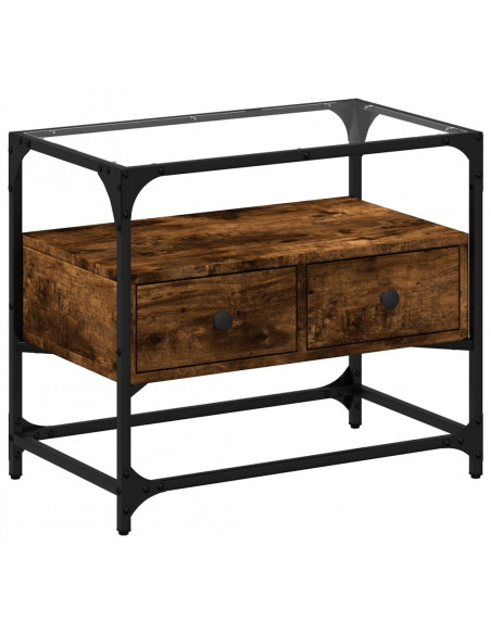 Mobile TV Piano Vetro Rovere Fumo 60x35x51cm Legno Multistrato