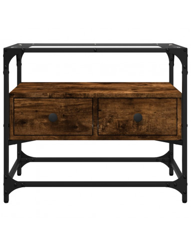 Mobile TV Piano Vetro Rovere Fumo 60x35x51cm Legno Multistrato